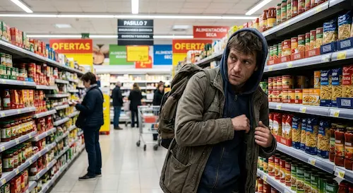 ladron en supermercado